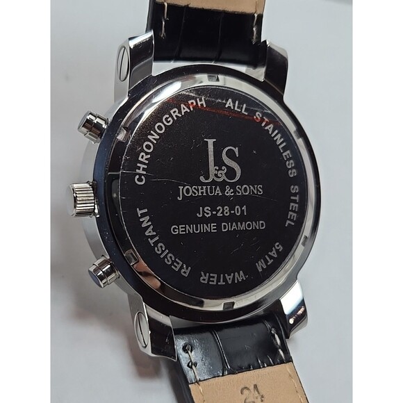 Joshua And Sons JS-28-01 Chronograph Quartz Watch Diamond Bezel Date New Battery - Picture 12 of 13